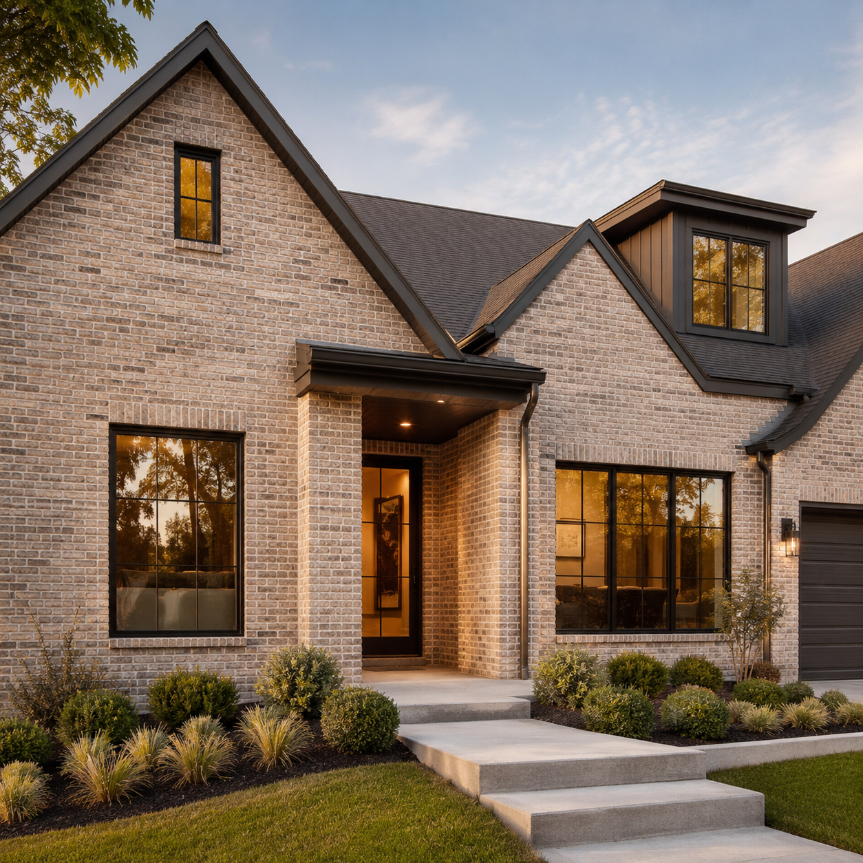 architectural brick home exterior
